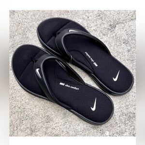 NEW WMNS NIKE ULTRAS COMFORTS 3 THONGS WOMEN THNG III BLACKS WHITES FOOTBEDS